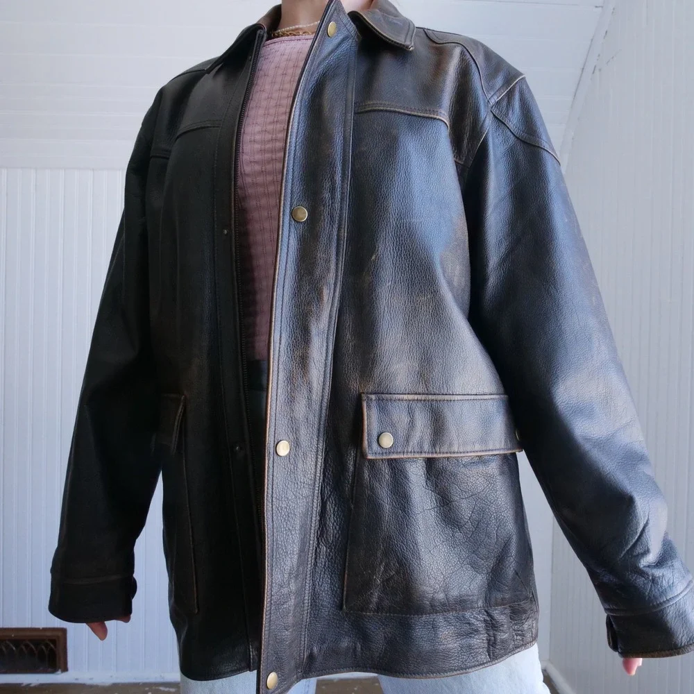 90s/y2k Territory Ahead leather chore coat